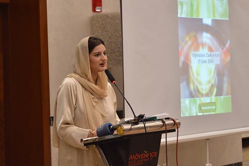 Marriam Kaiwan, President of KhudMukhtar Sawi and Bint-e-Hawa Award recipient, addressed the delegates with a powerful call to action.